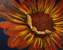 Load image into Gallery viewer, Hidden Depths is a captivating mixed media painting by Rita Barakat. Featuring vibrant flowers in close-up detail, this original expressionist artwork symbolizes resilience and hidden strength.