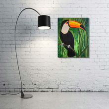 Load image into Gallery viewer, Are you talking to me is an original artwork of a toucan by Rita Barakat