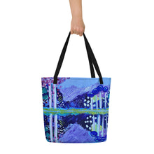 Load image into Gallery viewer, beach bag with original artwork At the Lake by Rita Barakat
