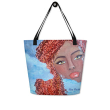 Load image into Gallery viewer, beach tote with original artwork If the stars were made to worship by Rita Barakat