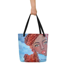 Load image into Gallery viewer, beach tote with original artwork If the stars were made to worship by Rita Barakat