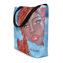 Load image into Gallery viewer, beach tote with original artwork If the stars were made to worship by Rita Barakat