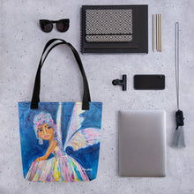 Load image into Gallery viewer, The rainbow Fairy tote, original art by RIta Barakat