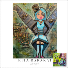 Load image into Gallery viewer, be yourself original mixed media steampunk painting by Rita Barakat