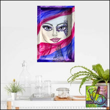 Load image into Gallery viewer, Unveiled original watercolor and ink on wood by Rita Barakat
