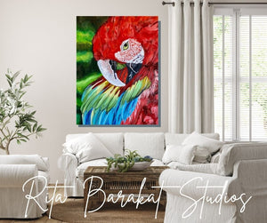 The Great Macaw original oil painting by Rita Barakat