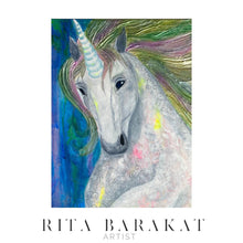 Load image into Gallery viewer, Unicorn painting by Rita Barakat
