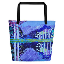 Load image into Gallery viewer, beach bag with original artwork At the Lake by Rita Barakat
