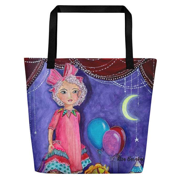 tote with original art All the World's a Stage by Rita Barakat