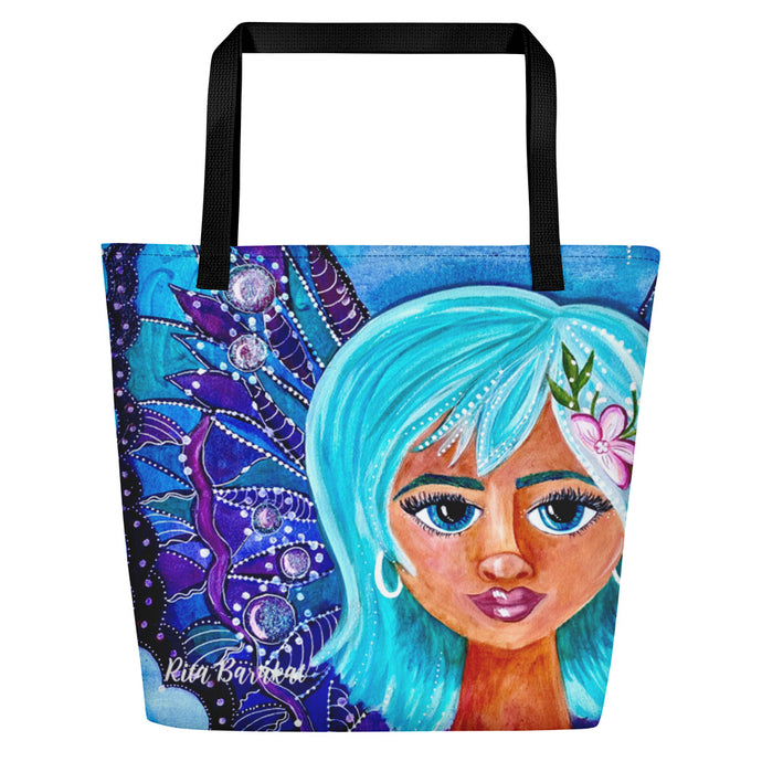 The Spring Fairy tote bag, original art by Rita Barakat