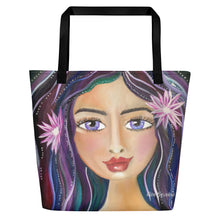 Load image into Gallery viewer, large tote featuring original art Beauty in the Night by Rita Barakat
