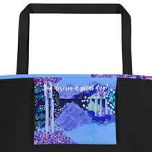 Load image into Gallery viewer, beach bag with original artwork At the Lake by Rita Barakat
