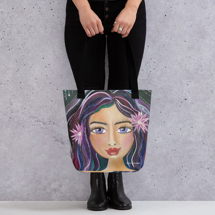 tote featuring original art Beauty in the Night by Rita Barakat