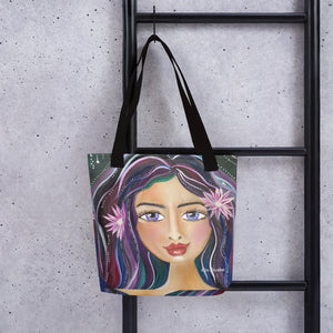 tote featuring original art Beauty in the Night by Rita Barakat