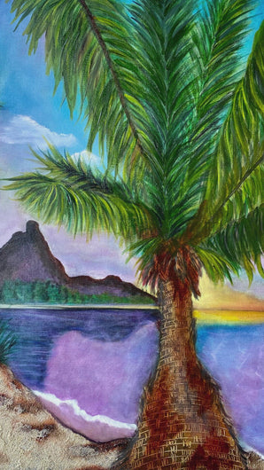 Tropical Shores mixed media original art by Rita Barakat